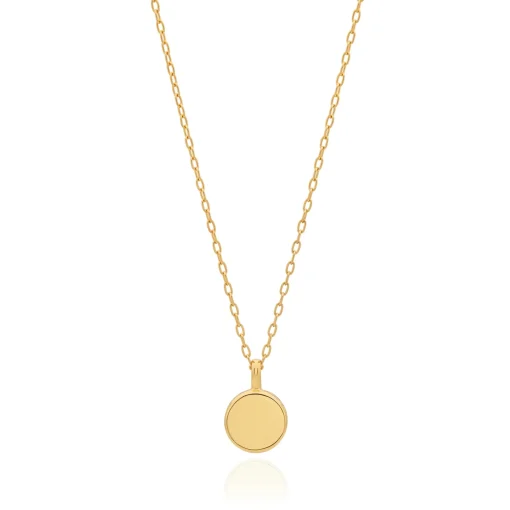 Dumortierite Round Pendant Necklace Gold