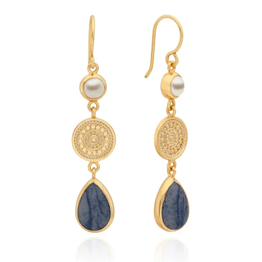Dumortierite Triple Drop Earrings