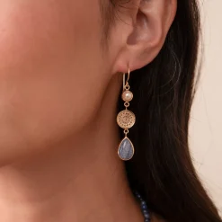 Dumortierite Triple Drop Earrings