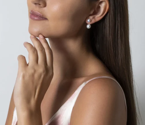 Duo White Pearl Earrings