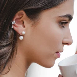 Duo White Pearl Earrings