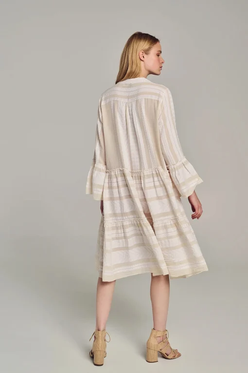 Ella Midi Dress Ecru/Off-White