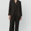 Emile Casual Chocolate Linen Stripe Blazer