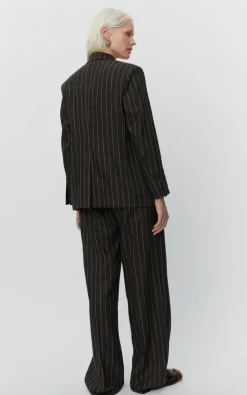 Emile Casual Chocolate Linen Stripe Blazer