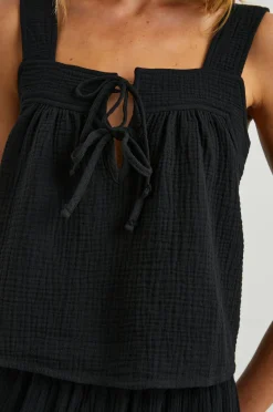 Enya Top Black Gauze