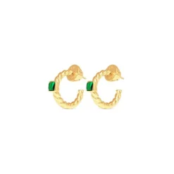 Everyday Twist Hoops - Malachite
