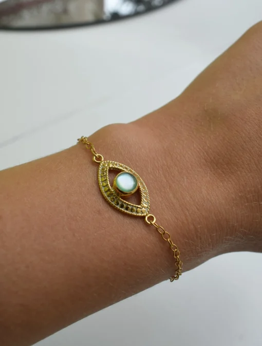 Evil Eye Green Quartz Bracelet