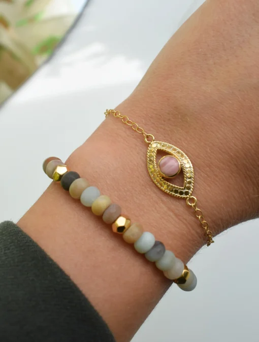 Evil Eye Pink Opal Bracelet