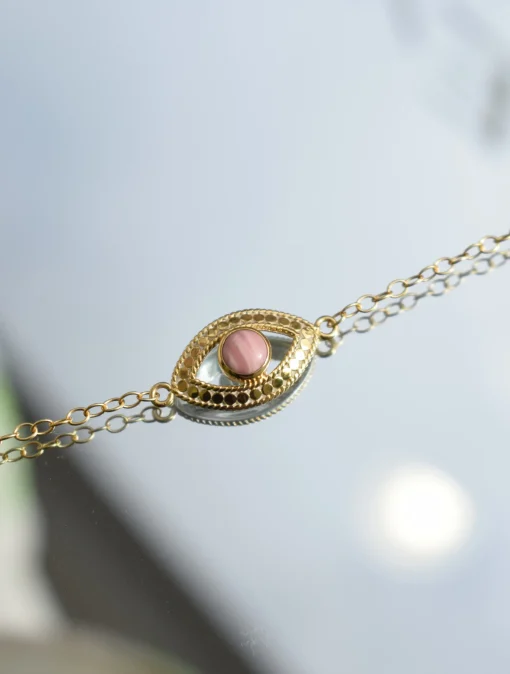Evil Eye Pink Opal Bracelet