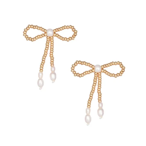 Fita Earrings Gold White