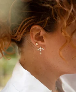 Flying Bee Stud Earrings Silver