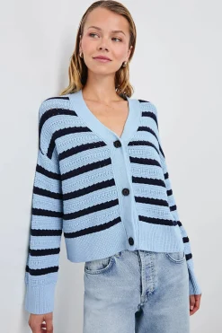 Geneva Cardigan Sky Navy Stripe