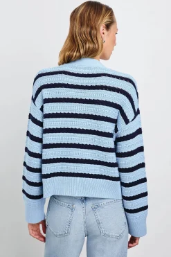 Geneva Cardigan Sky Navy Stripe