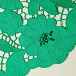 Green 3D Cotton Lace Midi Dress