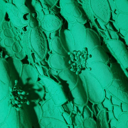 Green 3D Cotton Lace Midi Dress