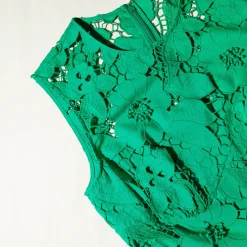Green 3D Cotton Lace Midi Dress