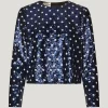 Jiza Top Blue Dotted Sequins
