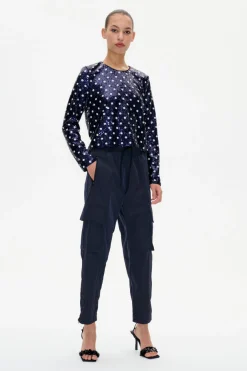 Jiza Top Blue Dotted Sequins