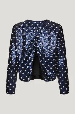 Jiza Top Blue Dotted Sequins