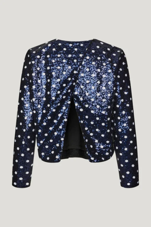 Jiza Top Blue Dotted Sequins