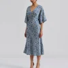 Juno V-Neck Satin Midi Dress
