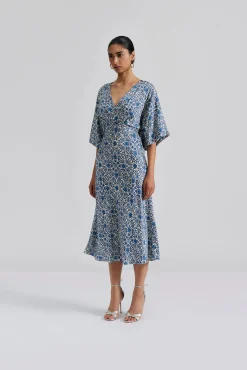 Juno V-Neck Satin Midi Dress