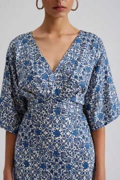Juno V-Neck Satin Midi Dress