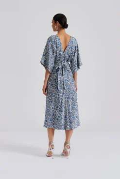 Juno V-Neck Satin Midi Dress