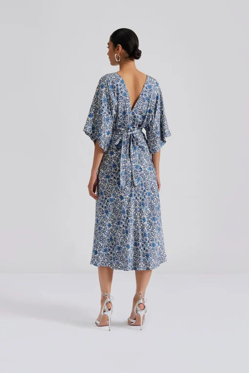 Juno V-Neck Satin Midi Dress