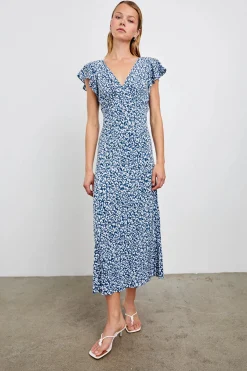 Kenz Dress Blue Mixed Cheetah