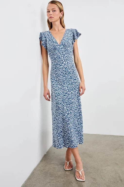 Kenz Dress Blue Mixed Cheetah
