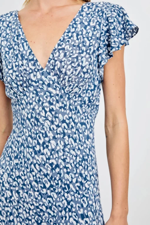 Kenz Dress Blue Mixed Cheetah