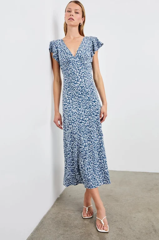 Kenz Dress Blue Mixed Cheetah