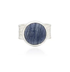 Large Dumortierite Cocktail Ring Silver