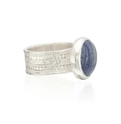 Large Dumortierite Cocktail Ring Silver