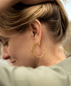 Large Volcano Hoop Earrings Gold