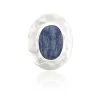 Large Wavy Oval Dumortierite Ring Silver