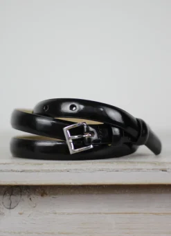 Leather Belt Black/Nickel Patent