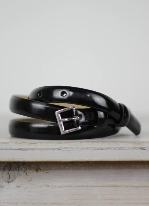 Leather Belt Black/Nickel Patent