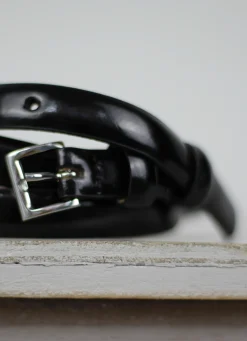 Leather Belt Black/Nickel Patent
