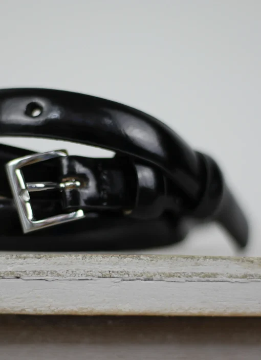 Leather Belt Black/Nickel Patent