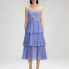 Lilac Polka Dot Tiered Chiffon Dress