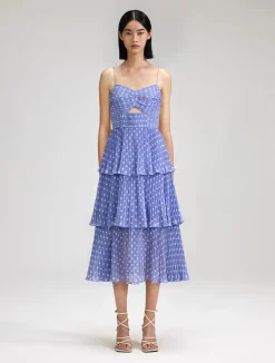Lilac Polka Dot Tiered Chiffon Dress