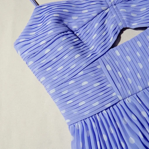 Lilac Polka Dot Tiered Chiffon Dress