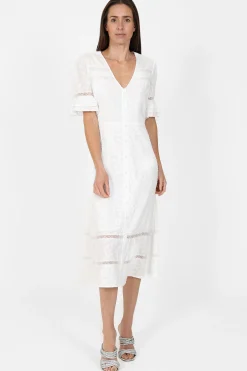 London Dress White Jaquard