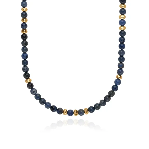 Long Medium Dumortierite Beaded Necklace