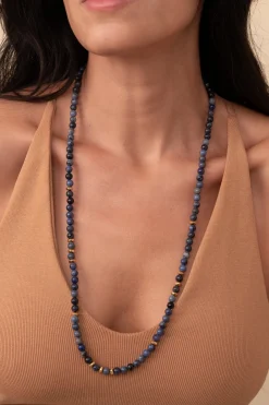 Long Medium Dumortierite Beaded Necklace