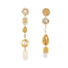 Long Mismatched Earrings With Pearls & Seashells