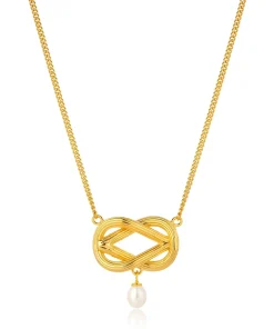 Love Knot Pearl Necklace Gold