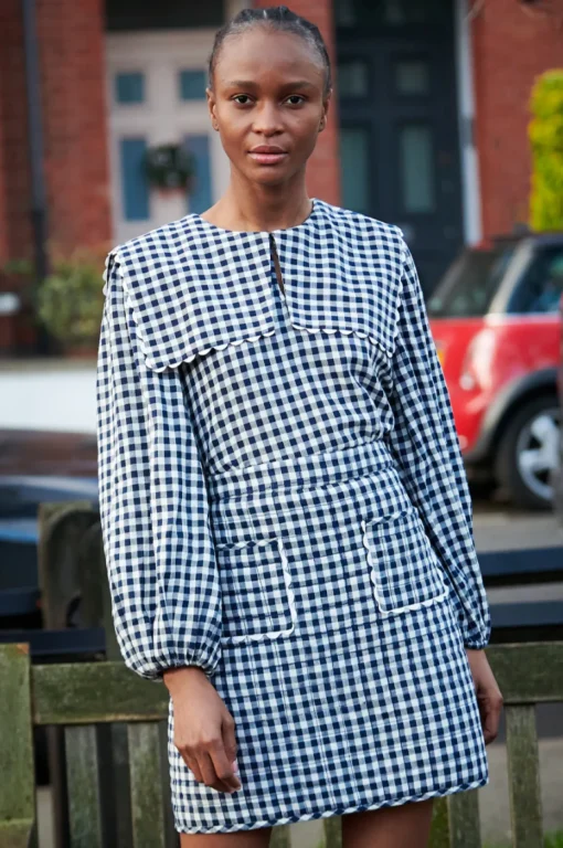 Mabel Top Indigo Gingham